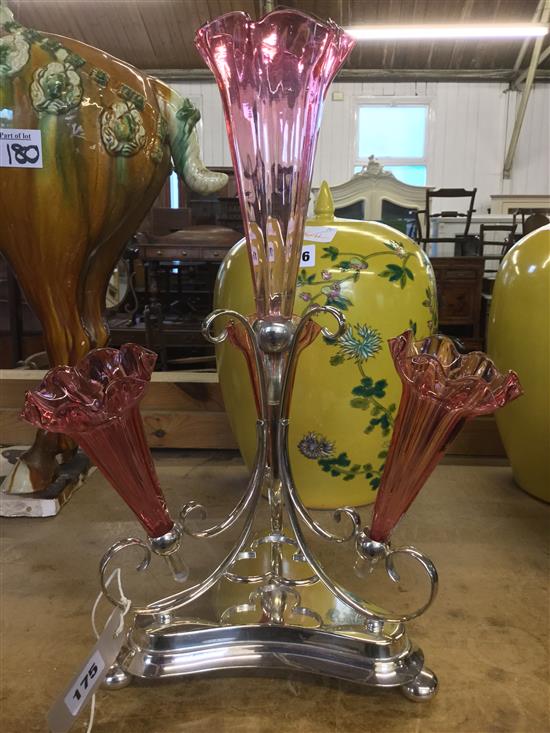 Cranberry glass epergne